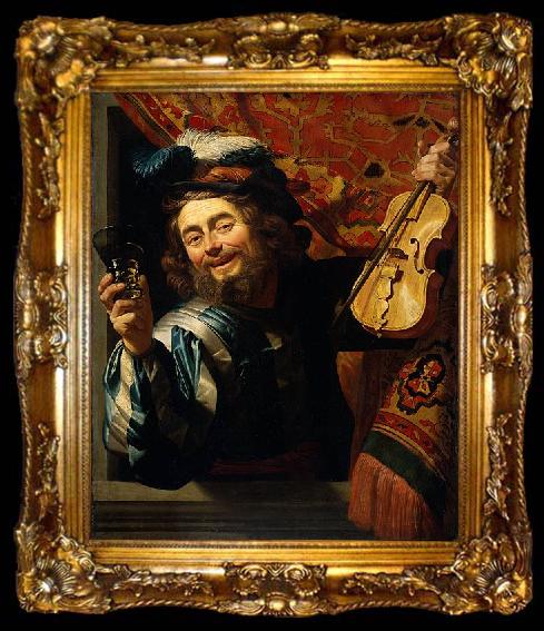 framed  Gerrit van Honthorst The Merry Fiddler, ta009-2